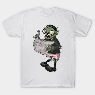 Zombie Grandpa Reading Newspaper T-Shirt